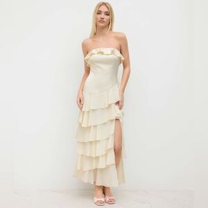 NWT Cider Satin Bandeau Split Layered Midi Dress Size XS